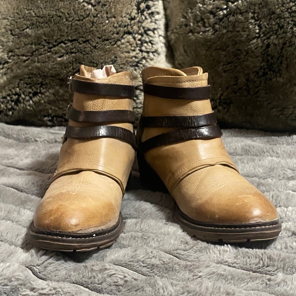 Freebird Tan and Brown Ankle Booties